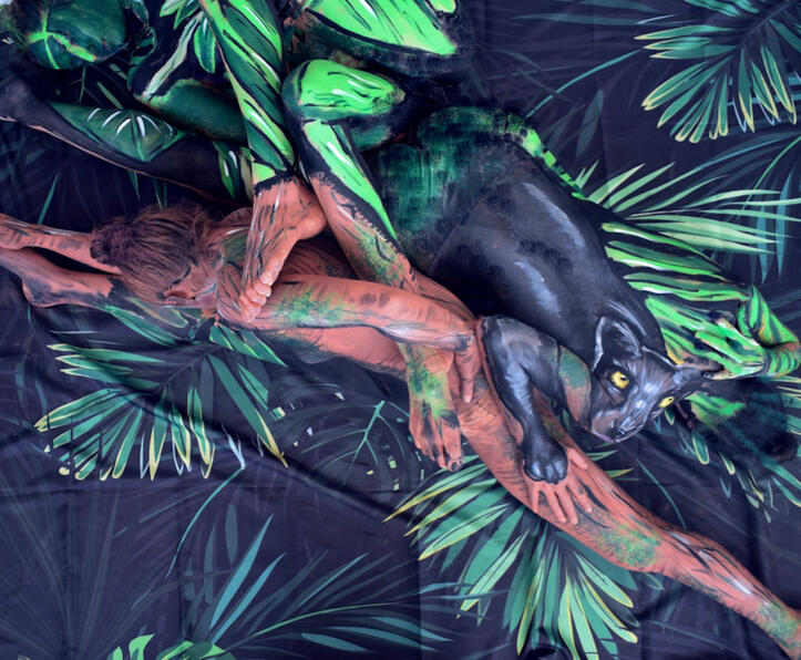 &quot;In the Jungle,&quot; Camouflage bodypaint