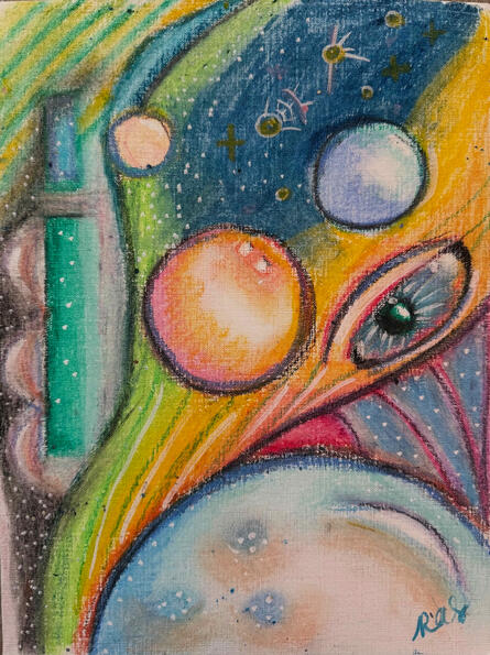 "Mother", Oil pastel on paper