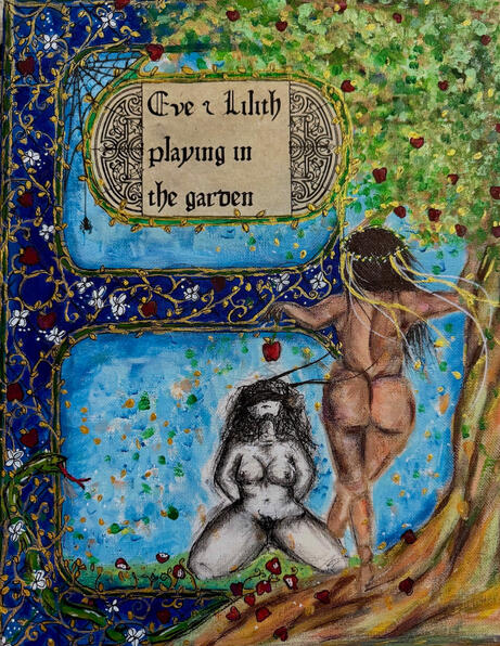 &quot;Eve &amp; Lilith,&quot; mixed media on canvas