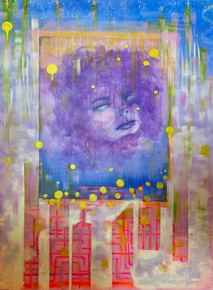 "Sleepwaking," acrylic ink on canvas